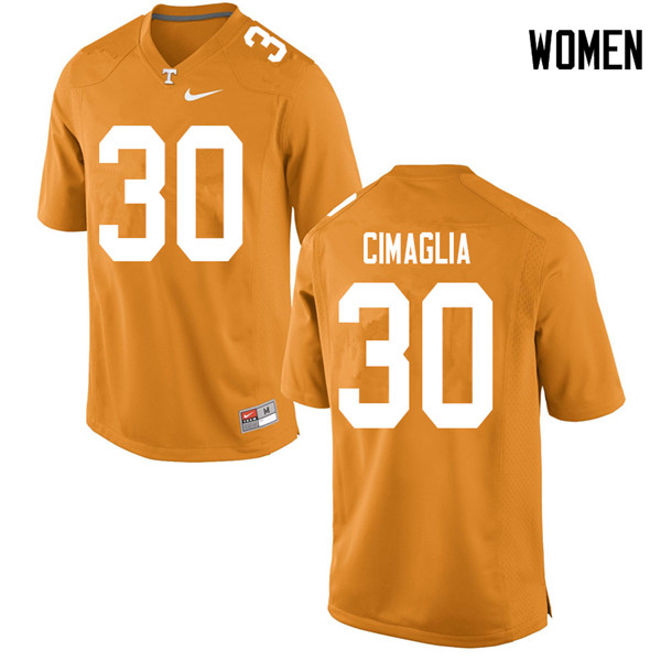 Women #30 Brent Cimaglia Tennessee Volunteers College Football Jerseys Sale-Orange - Click Image to Close